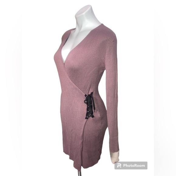 EMMA + POSH Women’s Large Ribbed Long Sleeve Wrap Dress - Picture 1 of 5